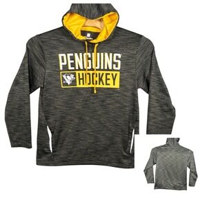 NHL Pittsburgh Penguins Hoodie Mens Medium Yellow And Gray Hockey‎